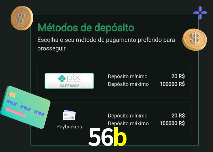 O cassino 56b oferece uma grande variedade de métodos de pagamento